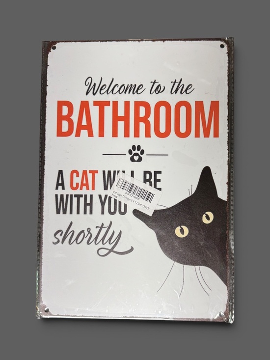 Other - Funny Cat Bathroom Metal Tin Sign 8x12 NWT Cat Lover Wall Decor Gift